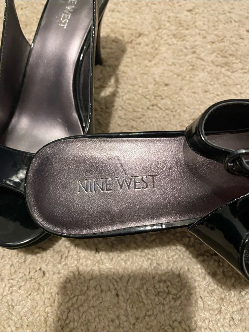 Nine West Black Peep-Toe Slingback Heels